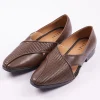 Dark Brown Woven Juttis For Men