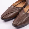 Dark Brown Woven Juttis For Men