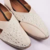 Peach Raw Silk Mirror Work Juttis
