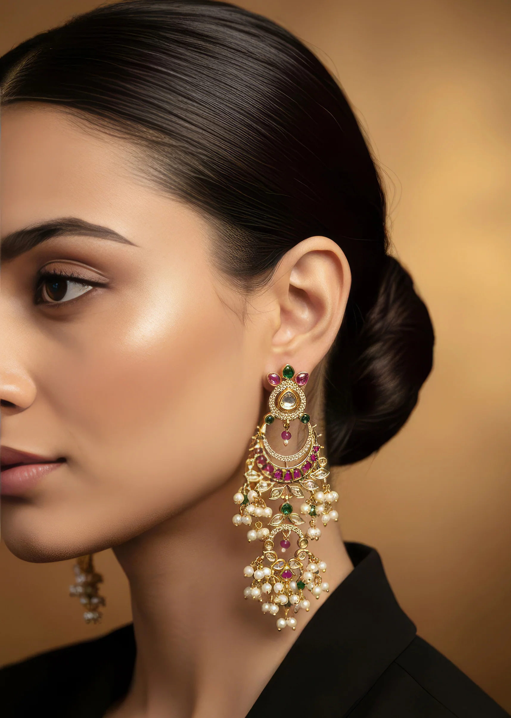 1148-red-and-gold-raditional-kundan-polki-chandbali-earrings-with-faux-pearls-1.webp Red and Gold raditional Kundan Polki Chandbali Earrings with Faux Pearls