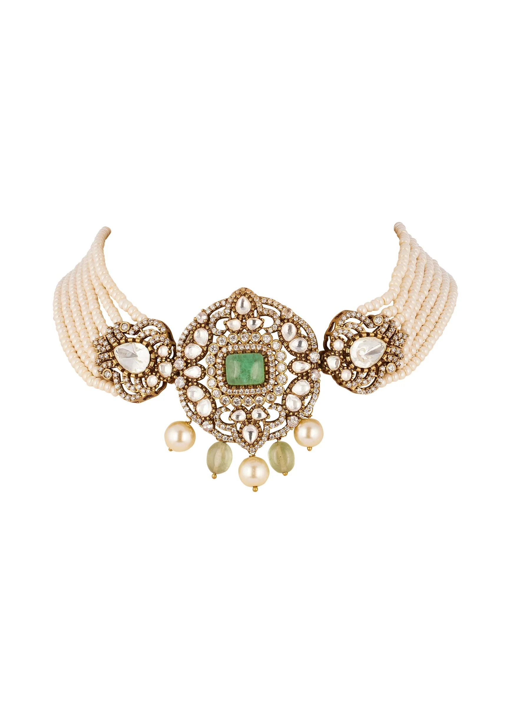 1150-mint-green-traditional-gold-kundan-polki-necklace-set-with-faux-pearl-2.webp Mint Green Traditional Gold Kundan Polki Necklace Set with Faux Pearl
