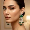 1151-green-anti-tarnish-cz-diamond-rhodium-plated-brass-earrings-with-white-beads-1.webp Green Anti Tarnish CZ Diamond Rhodium-Plated Brass Earrings with White Beads