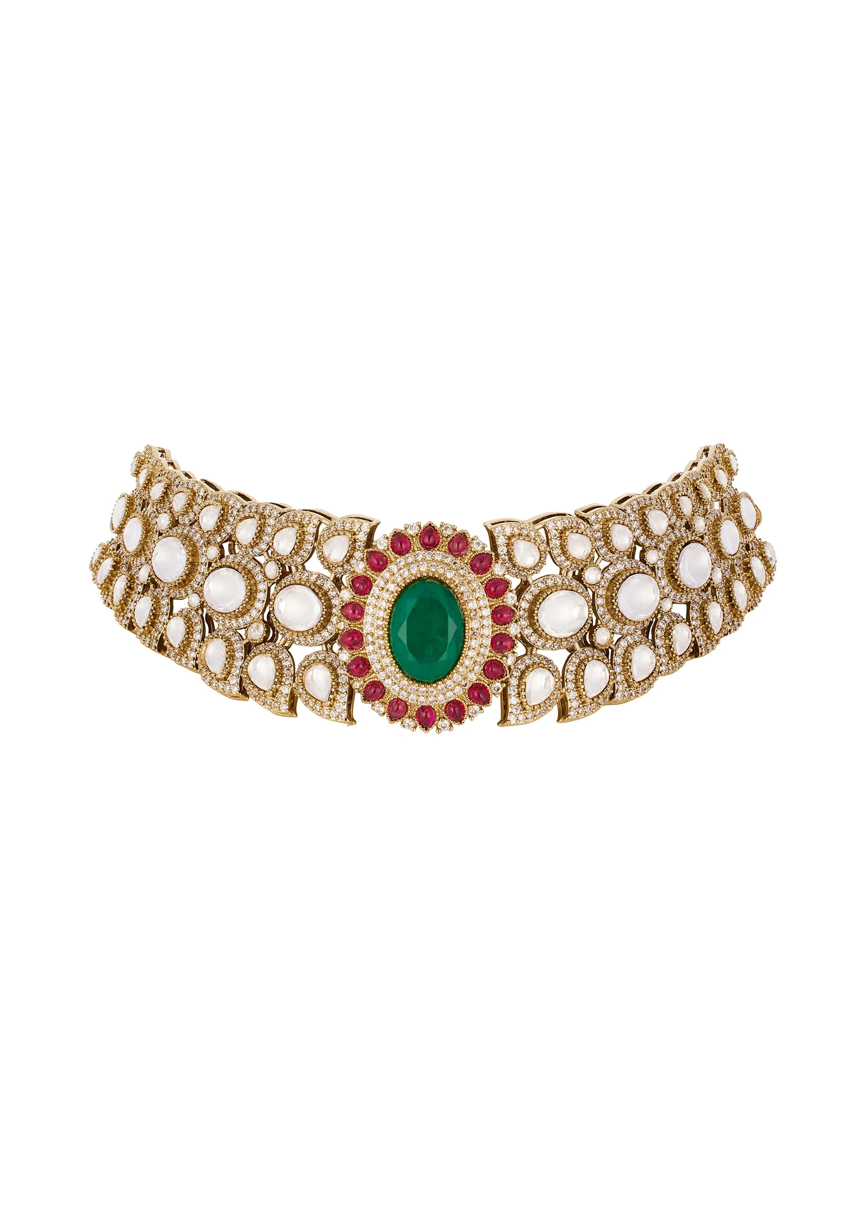 1153-red-and-green-anti-tarnish-rhodium-plated-cz-diamond-necklace-set-3.webp Red and Green Anti Tarnish Rhodium Plated Cz Diamond Necklace Set