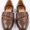 Brown Suede Juttis With Mirror Work