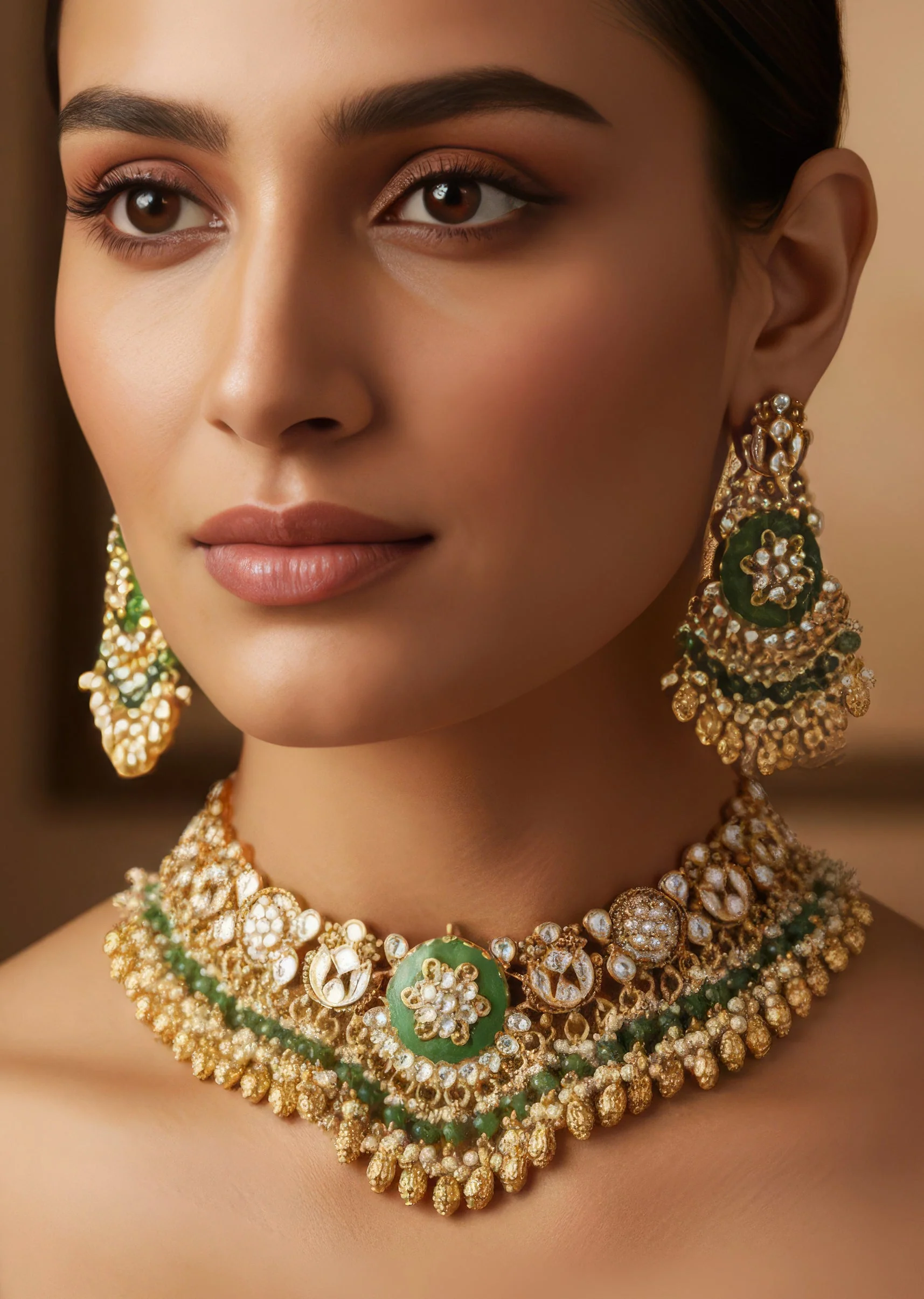 1154-gold-finish-necklace-set-with-kundan-jadau-stones-enamel-and-moti-beads-1.webp Gold Finish Necklace Set With Kundan Jadau Stones Enamel And Moti Beads