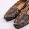 Dark Brown Zardosi Work Juttis For Men