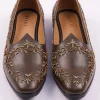 Dark Brown Zardosi Work Juttis For Men