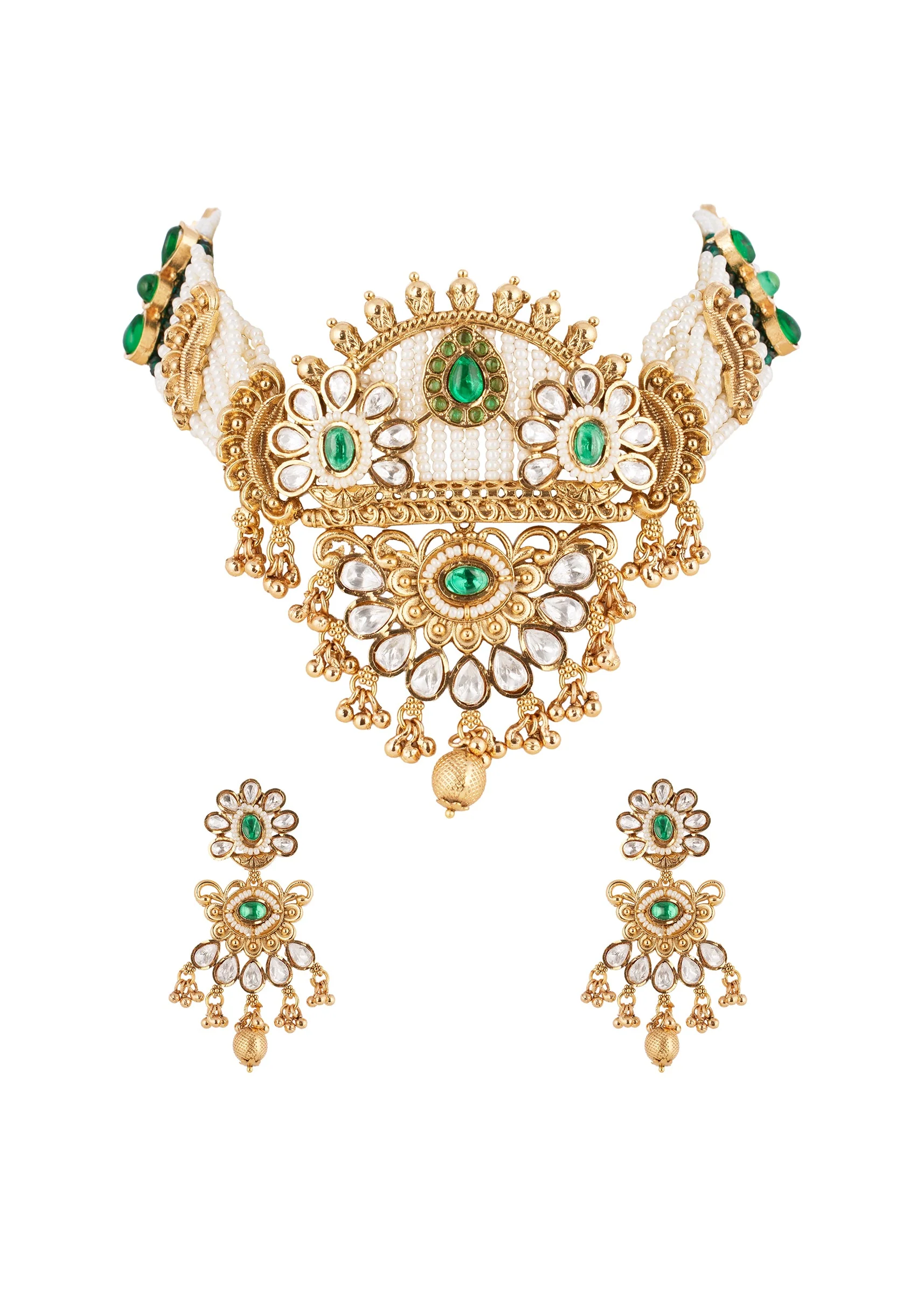 1155-green-white-necklace-set-with-refined-kundan-detail-2.webp Green White Necklace Set With Refined Kundan Detail