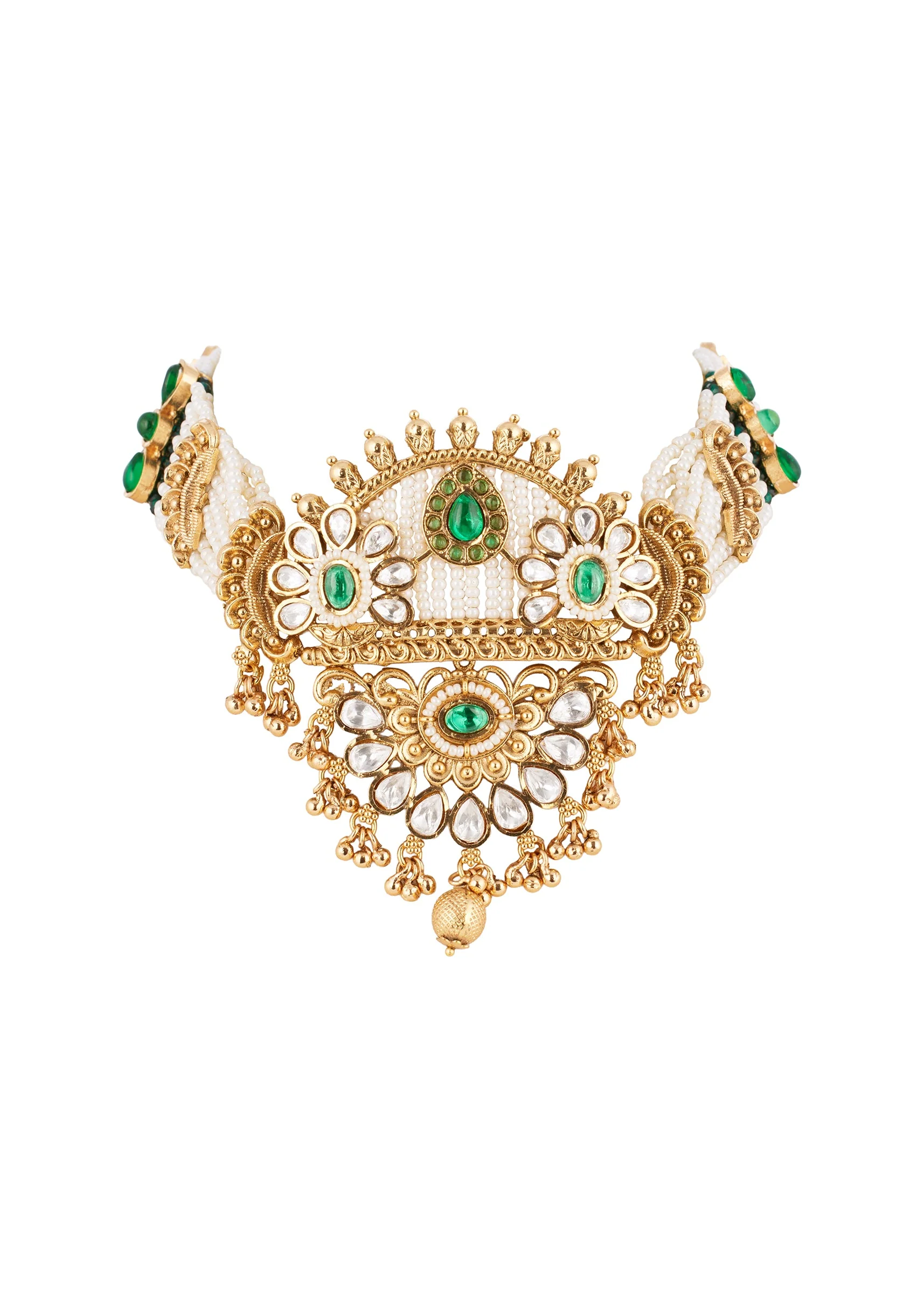 1155-green-white-necklace-set-with-refined-kundan-detail-3.webp Green White Necklace Set With Refined Kundan Detail