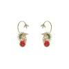 Multicolor Stone Necklace Set with Red Pendant