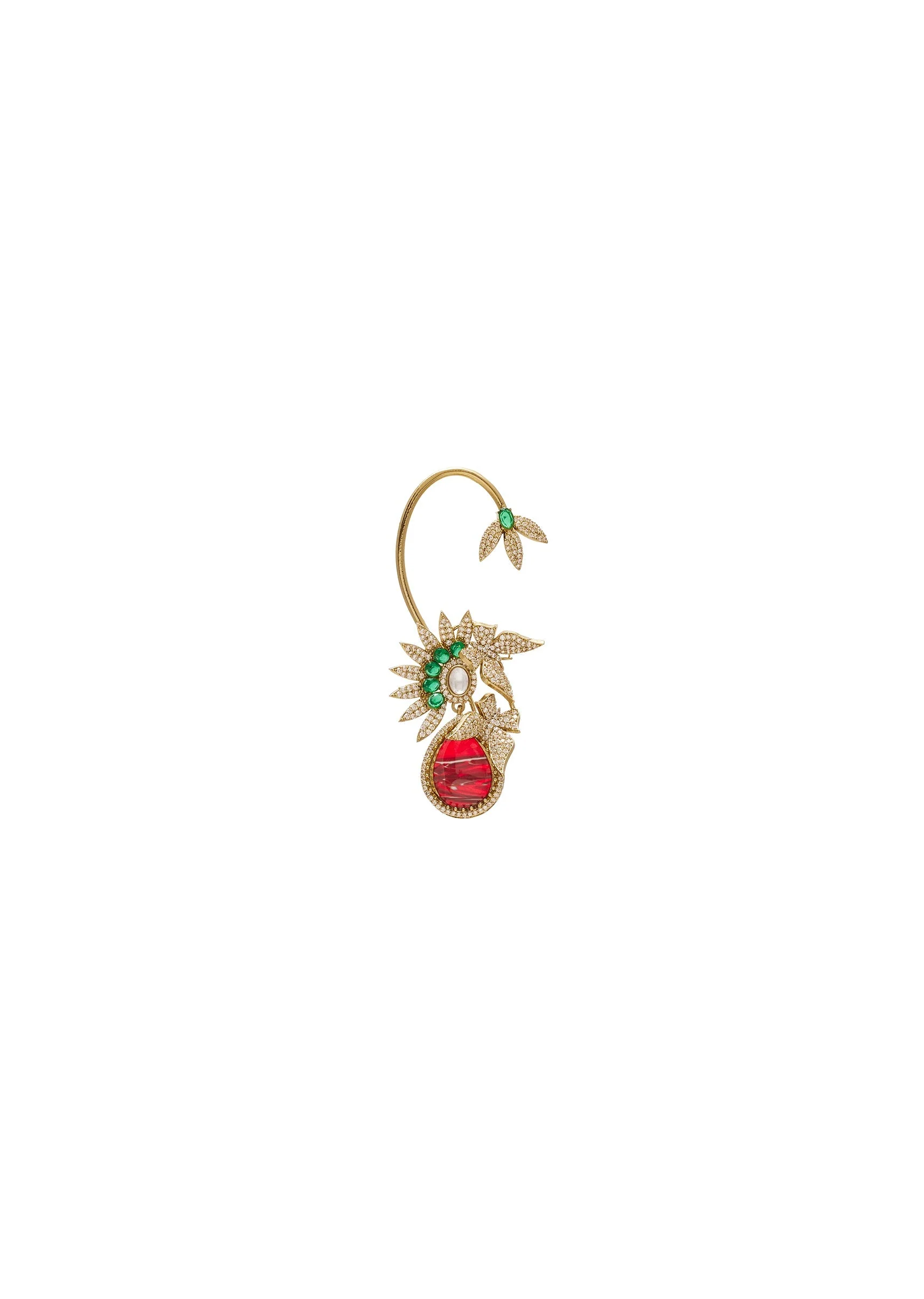 Multicolor Stone Necklace Set with Red Pendant