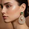 Green Kundan Zirconia Earrings