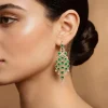 Green Designer Long Earrings