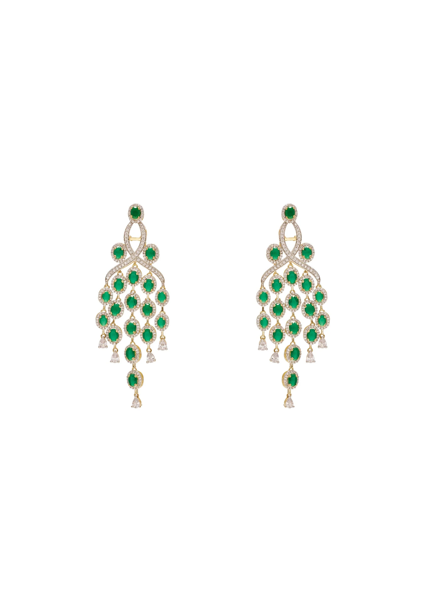 Green Designer Long Earrings
