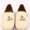 White Velvet Tassel Jutti