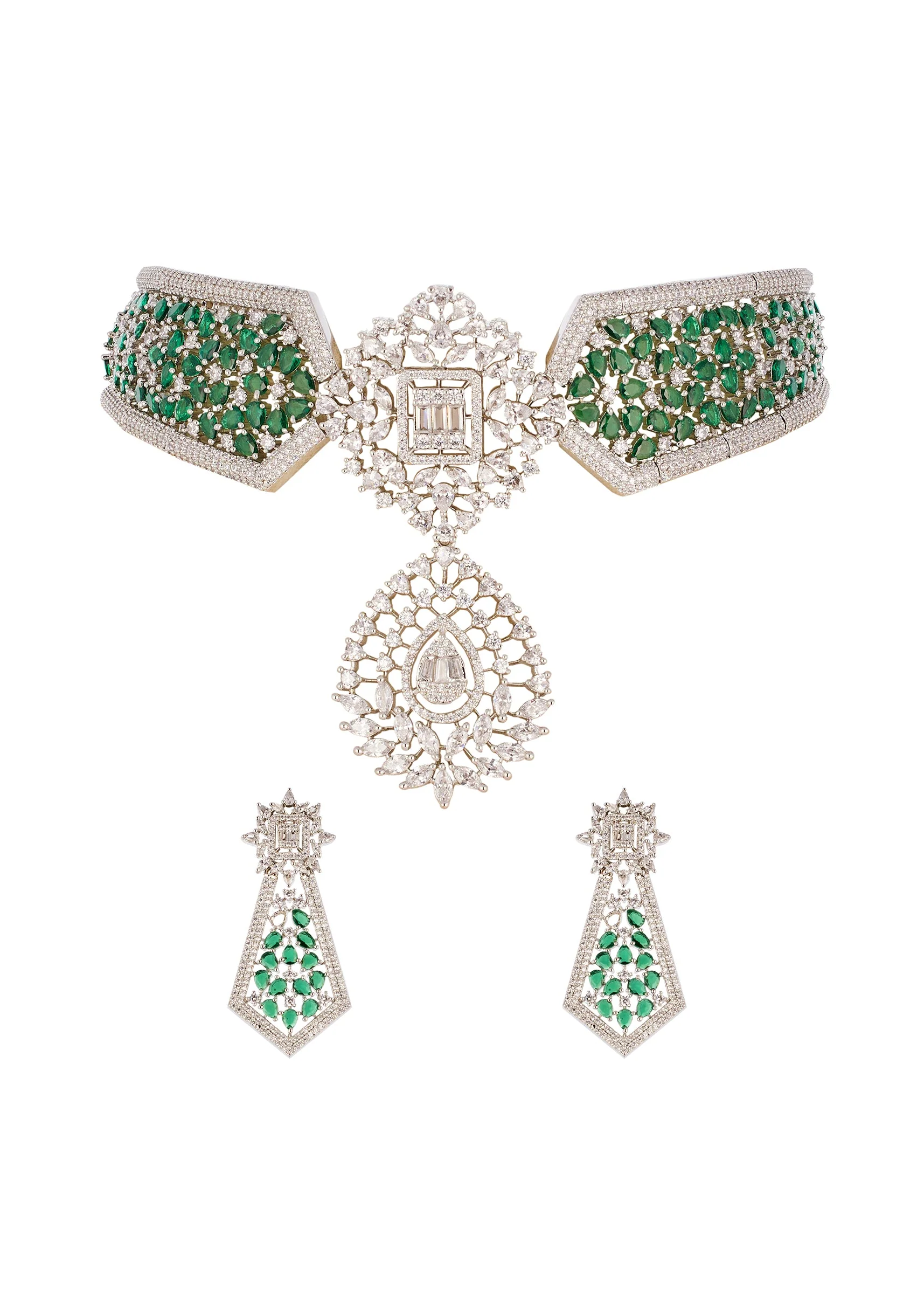 1164-green-and-silver-anti-tarnish-rhodium-plated-long-necklace-set-with-cz-diamond-1.webp Green and Silver Anti Tarnish Rhodium Plated Long Necklace Set with CZ Diamond