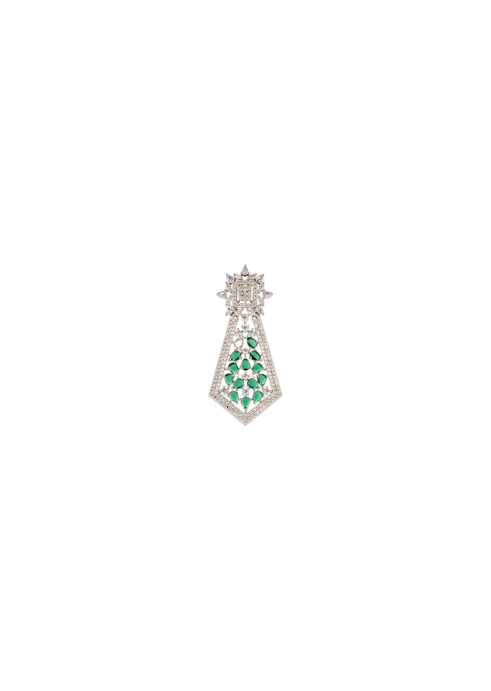 1164-green-and-silver-anti-tarnish-rhodium-plated-long-necklace-set-with-cz-diamond-4.webp Green and Silver Anti Tarnish Rhodium Plated Long Necklace Set with CZ Diamond