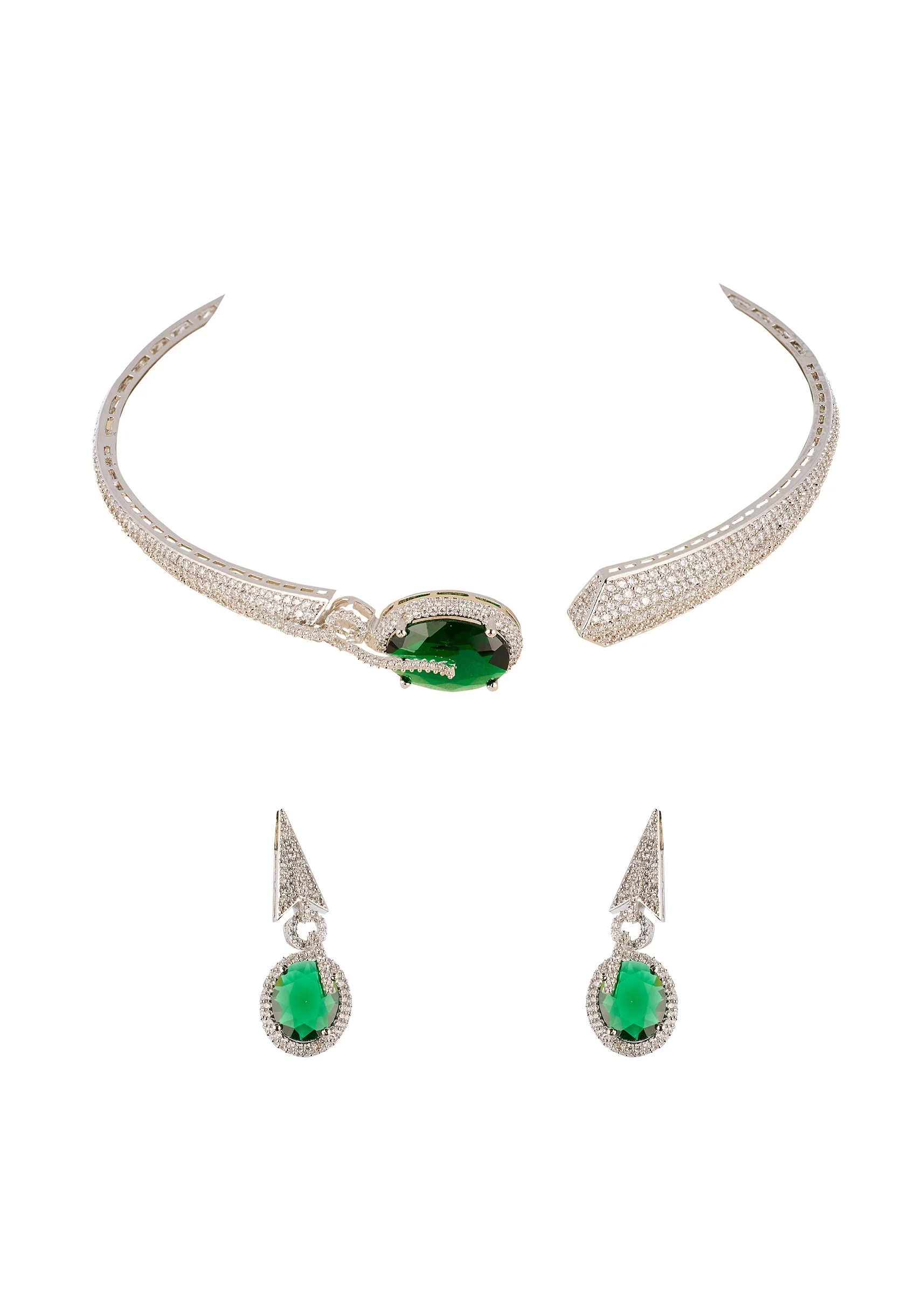 1165-green-cz-diamond-anti-tarnish-rhodium-plated-gemstone-pendant-necklace-set-1.webp Green CZ Diamond Anti Tarnish Rhodium Plated Gemstone Pendant Necklace Set