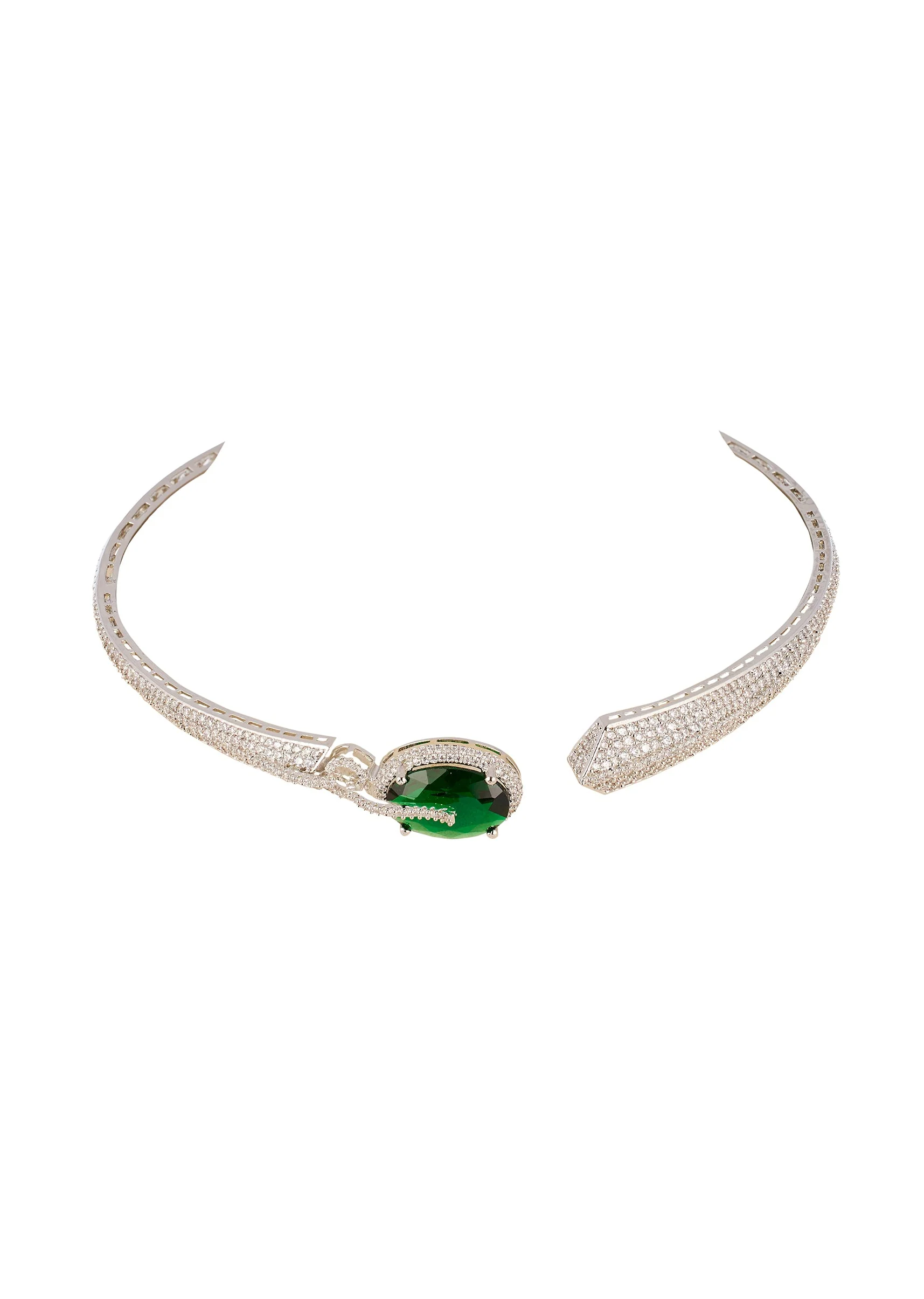 1165-green-cz-diamond-anti-tarnish-rhodium-plated-gemstone-pendant-necklace-set-2.webp Green CZ Diamond Anti Tarnish Rhodium Plated Gemstone Pendant Necklace Set