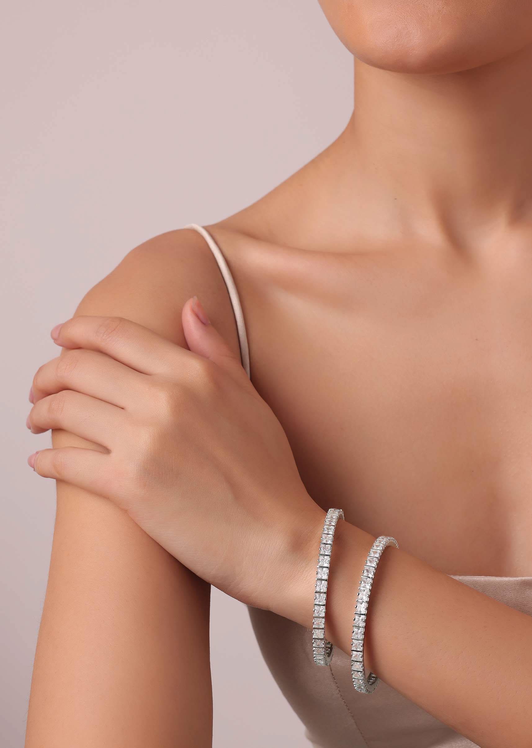 1167-zirconia-studded-92.5-sterling-silver-bangles-set-of-2-7.jpg Zirconia Studded 92.5 Sterling Silver Bangles Set of 2