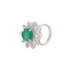 92.5 Sterling Silver Floral Ring Embedded with Green Emerald