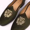 Olive Green Velvet Jutti With Hand Work For Men