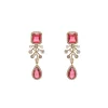 Gold And Red Stone Embellished Geometric Pendant Necklace Set