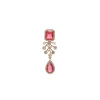Gold And Red Stone Embellished Geometric Pendant Necklace Set