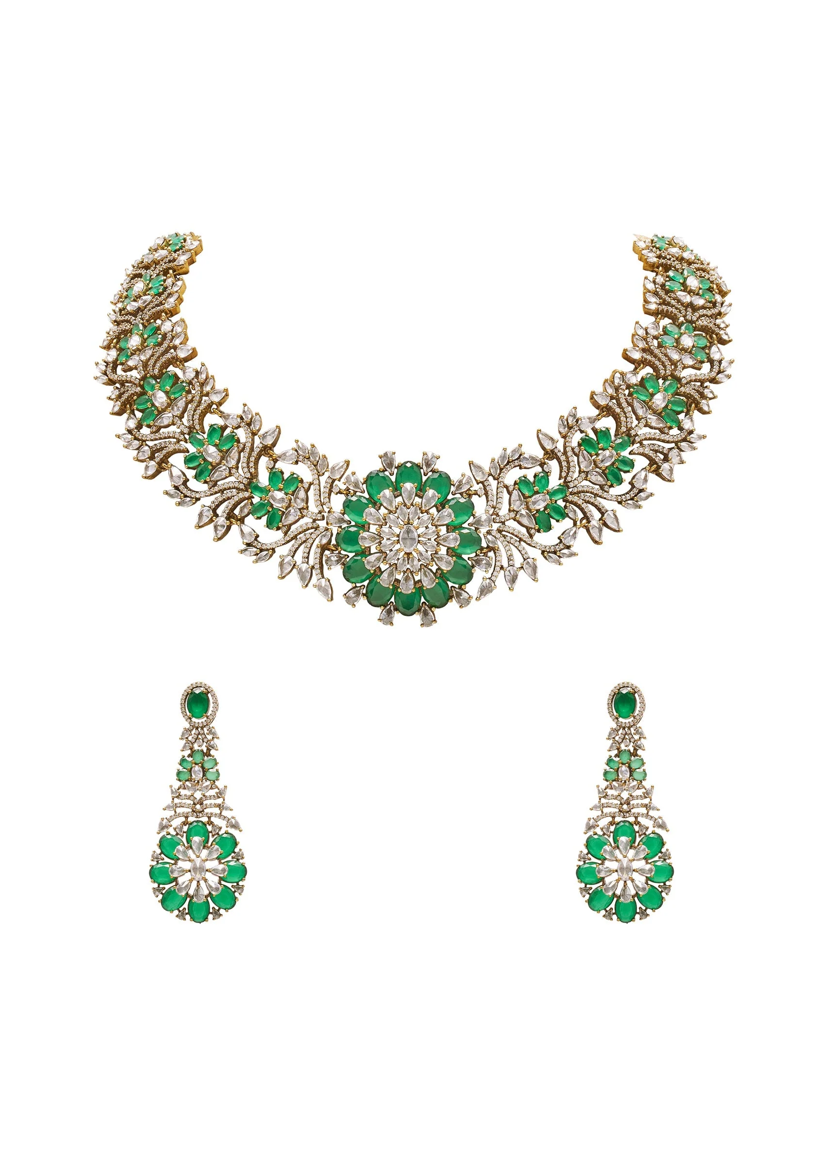 Green Crystal Zirconia Necklace Set