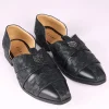 Black Vegan Leather Jutti With Criss Cross Design