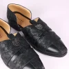 Black Vegan Leather Jutti With Criss Cross Design