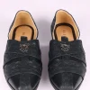 Black Vegan Leather Jutti With Criss Cross Design