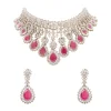 Pink Teardrop CZ Necklace Set