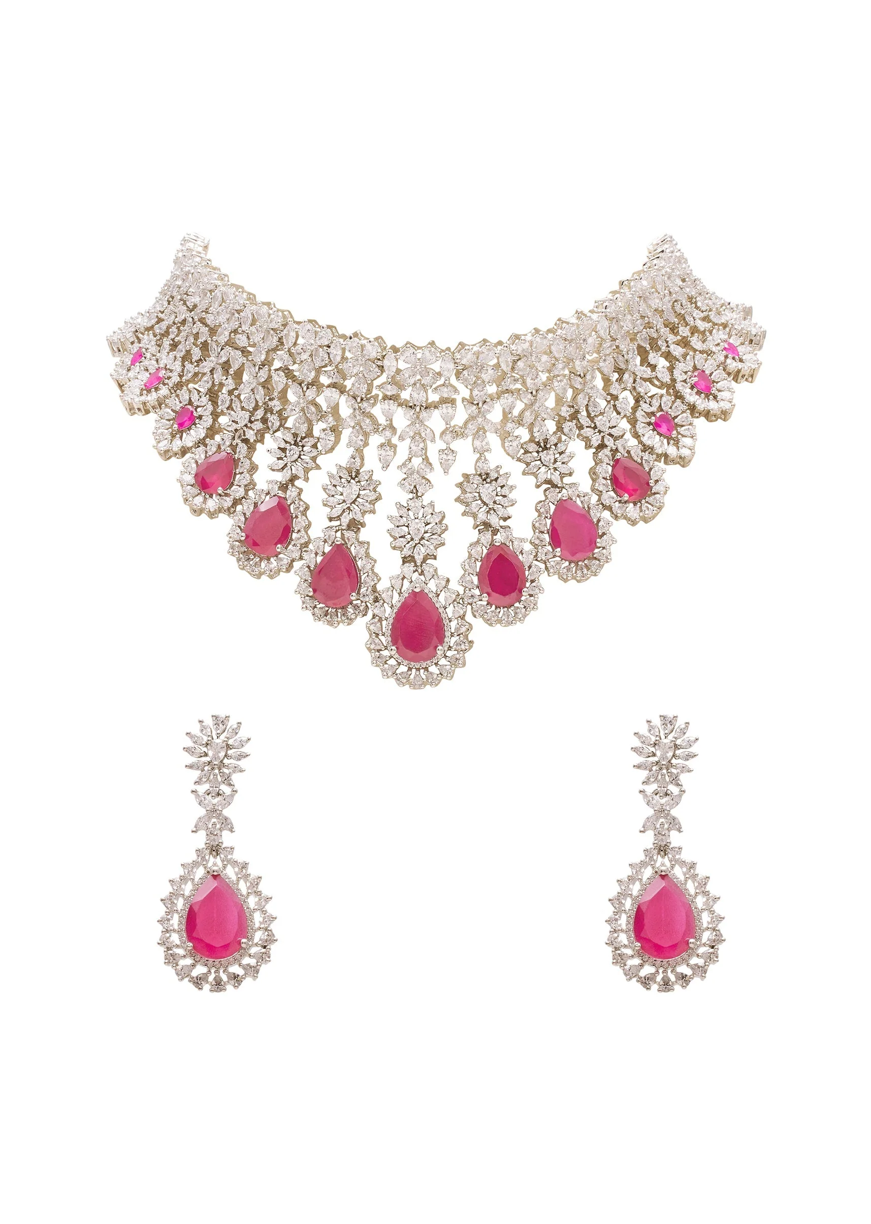 1173-pink-teardrop-cz-necklace-set-1.webp Pink Teardrop CZ Necklace Set