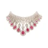 Pink Teardrop CZ Necklace Set