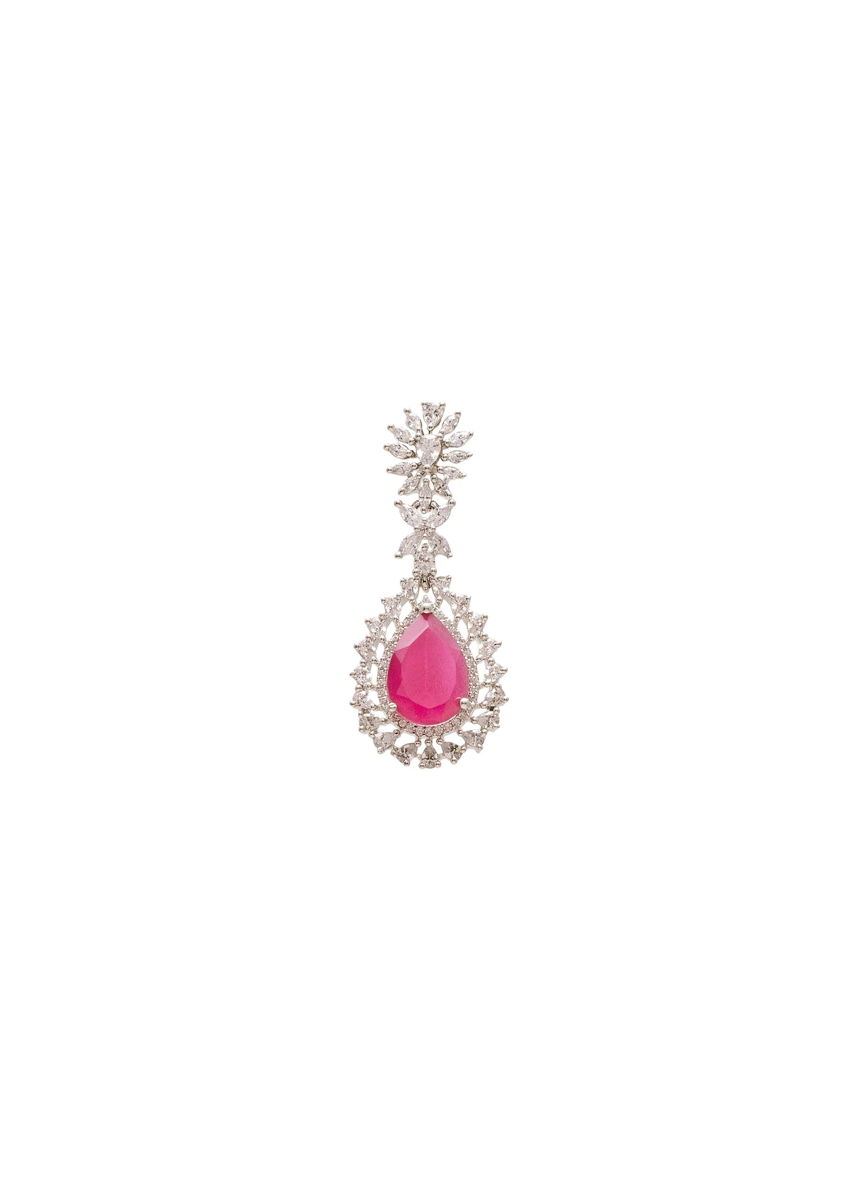 Pink Teardrop CZ Necklace Set