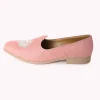 Pink Embroidered Juttis In Velvet