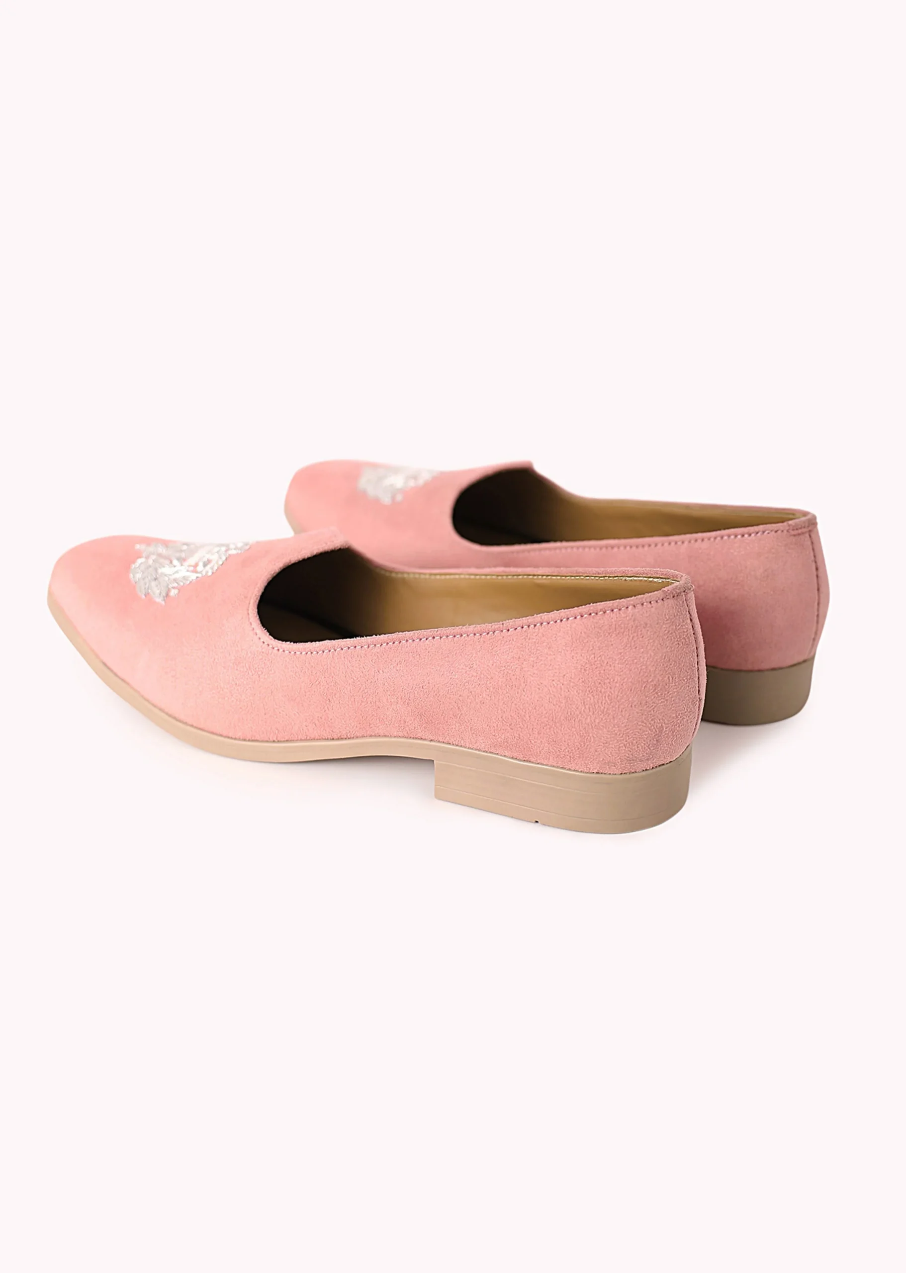 Pink Embroidered Juttis In Velvet