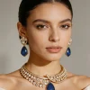 Blue Stone Choker Necklace Set