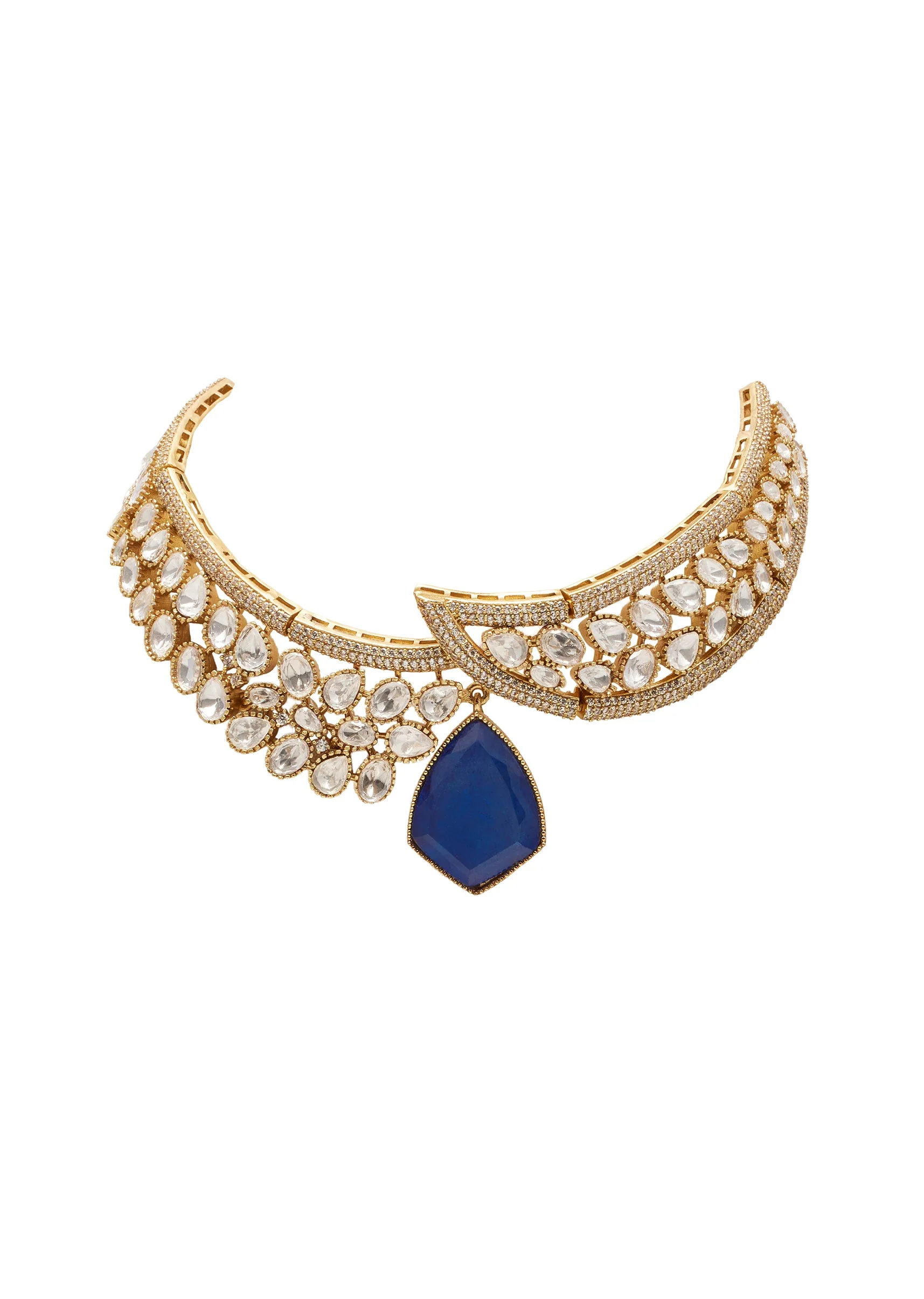 Blue Stone Choker Necklace Set