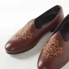 Brown Mens Footwear With Embroidery Work