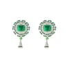 Silver Plated Green Zircon Long Necklace Set With Earrings