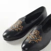 Black Mens Footwear With Embroidery Detail Work