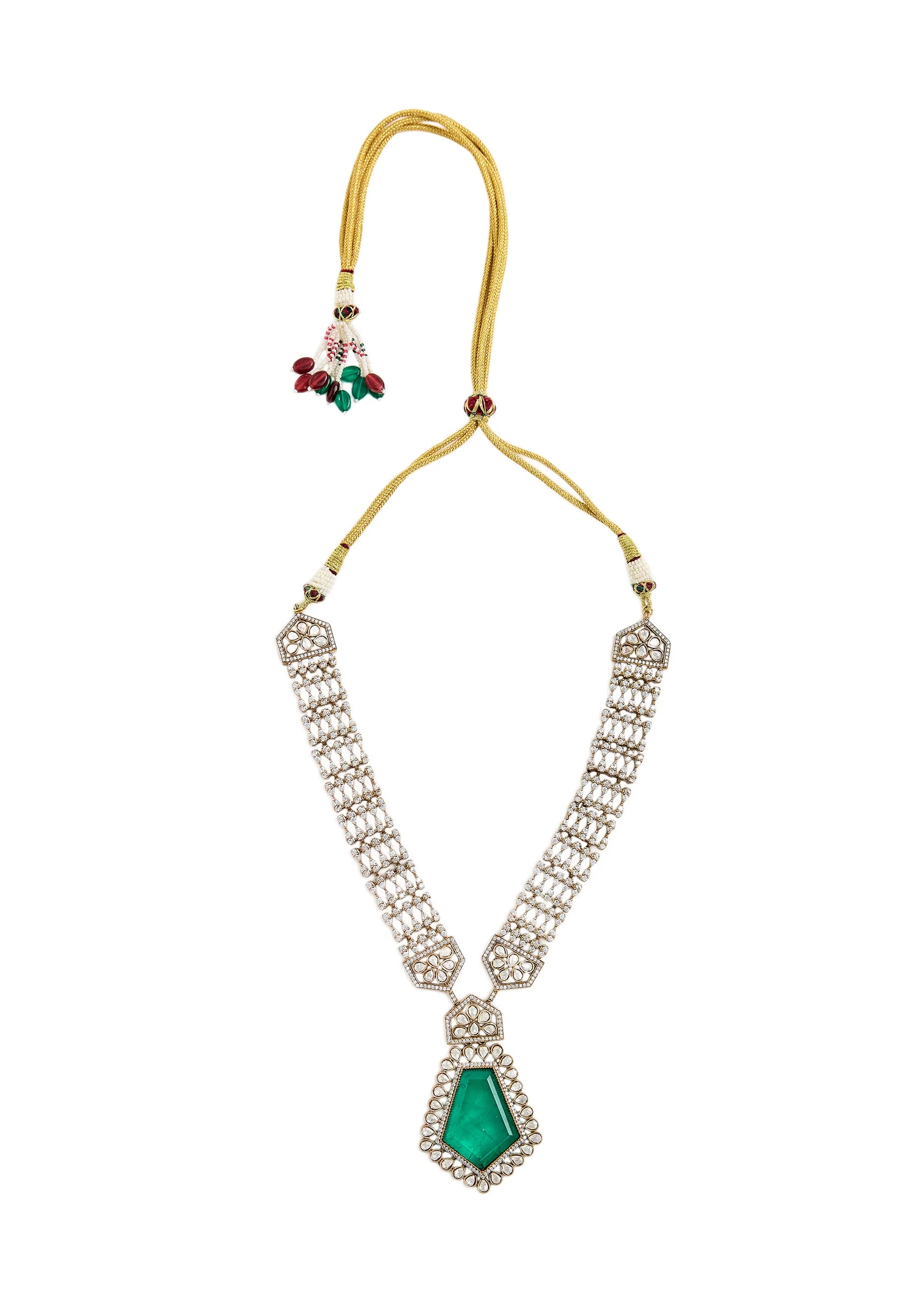 Emerald Drop Kundan Necklace Set