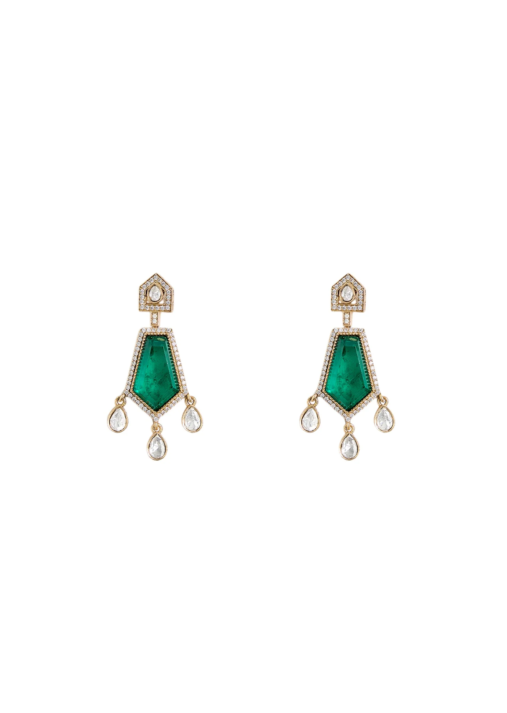 Emerald Drop Kundan Necklace Set
