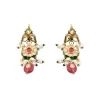 Gold Plated Pink Kundan Short Necklace Set With Earrings