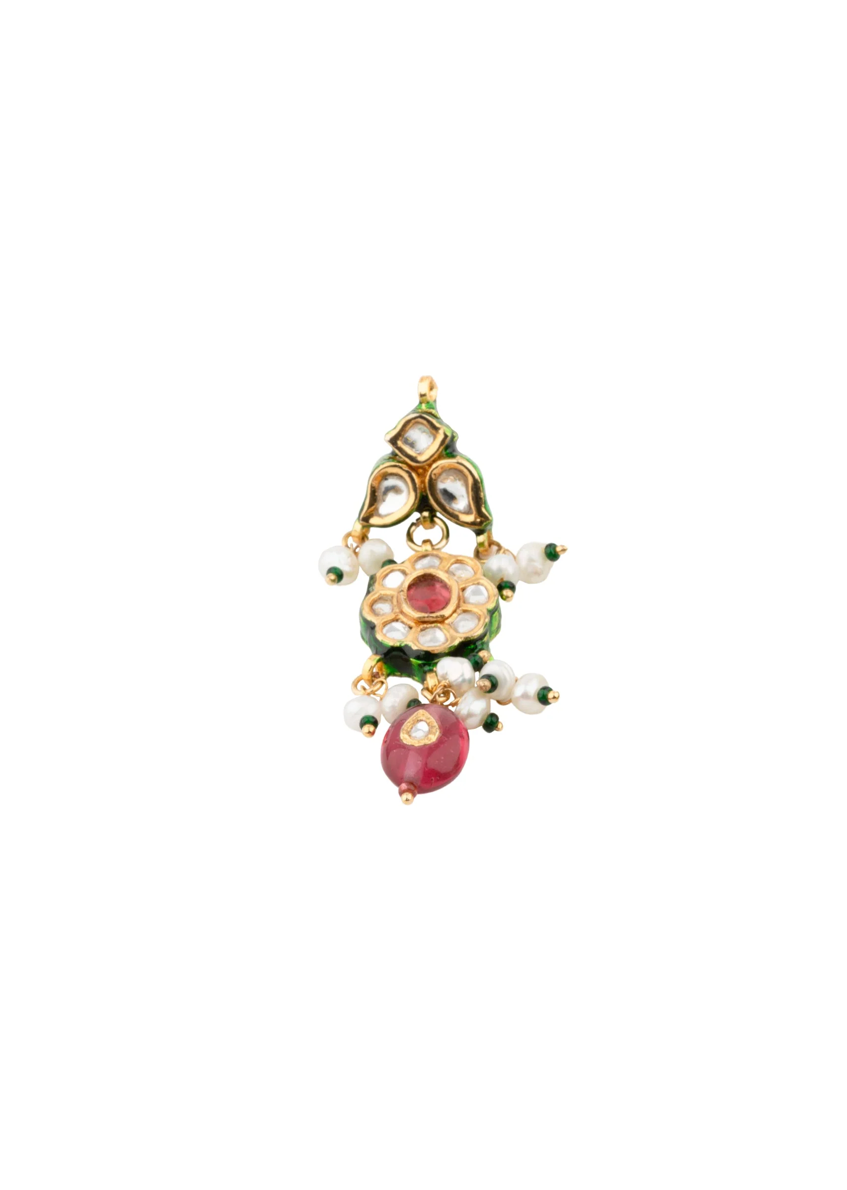 Gold Plated Pink Kundan Short Necklace Set With Earrings