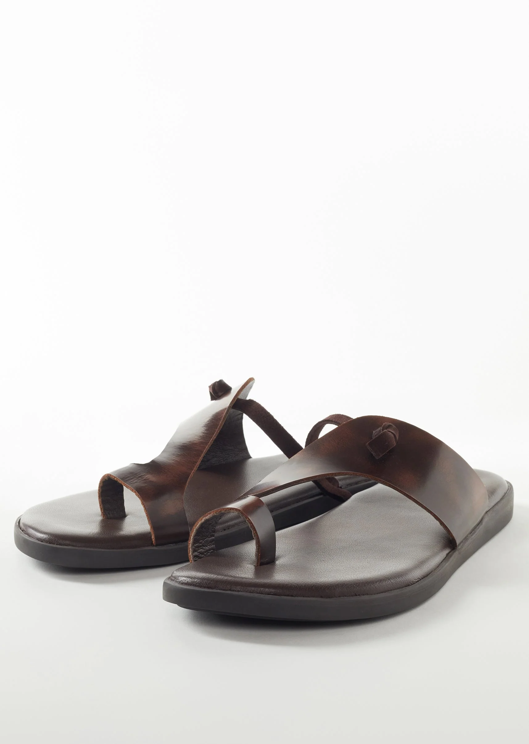 Brown Faux Leather Footwear For Men