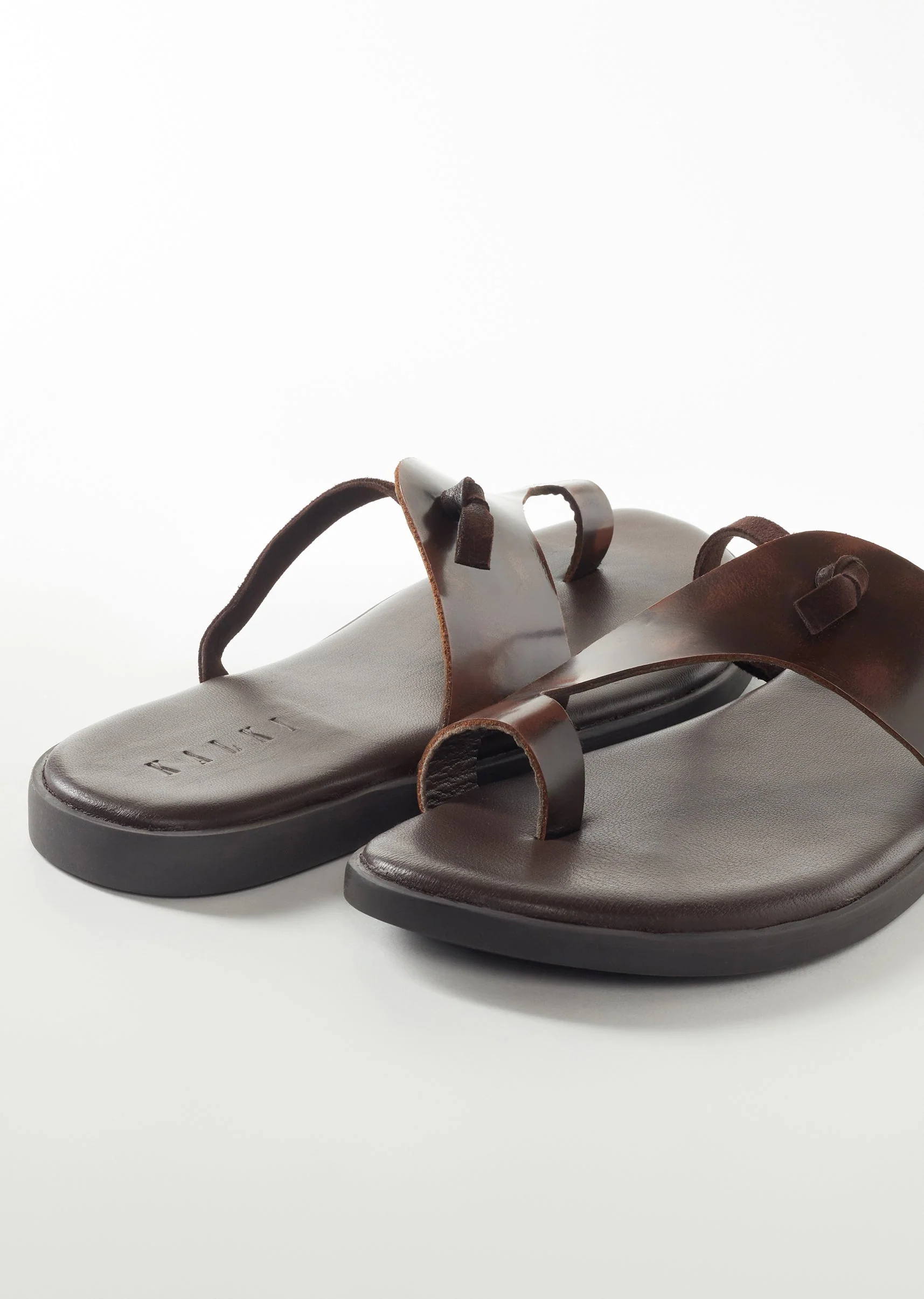 Brown Faux Leather Footwear For Men