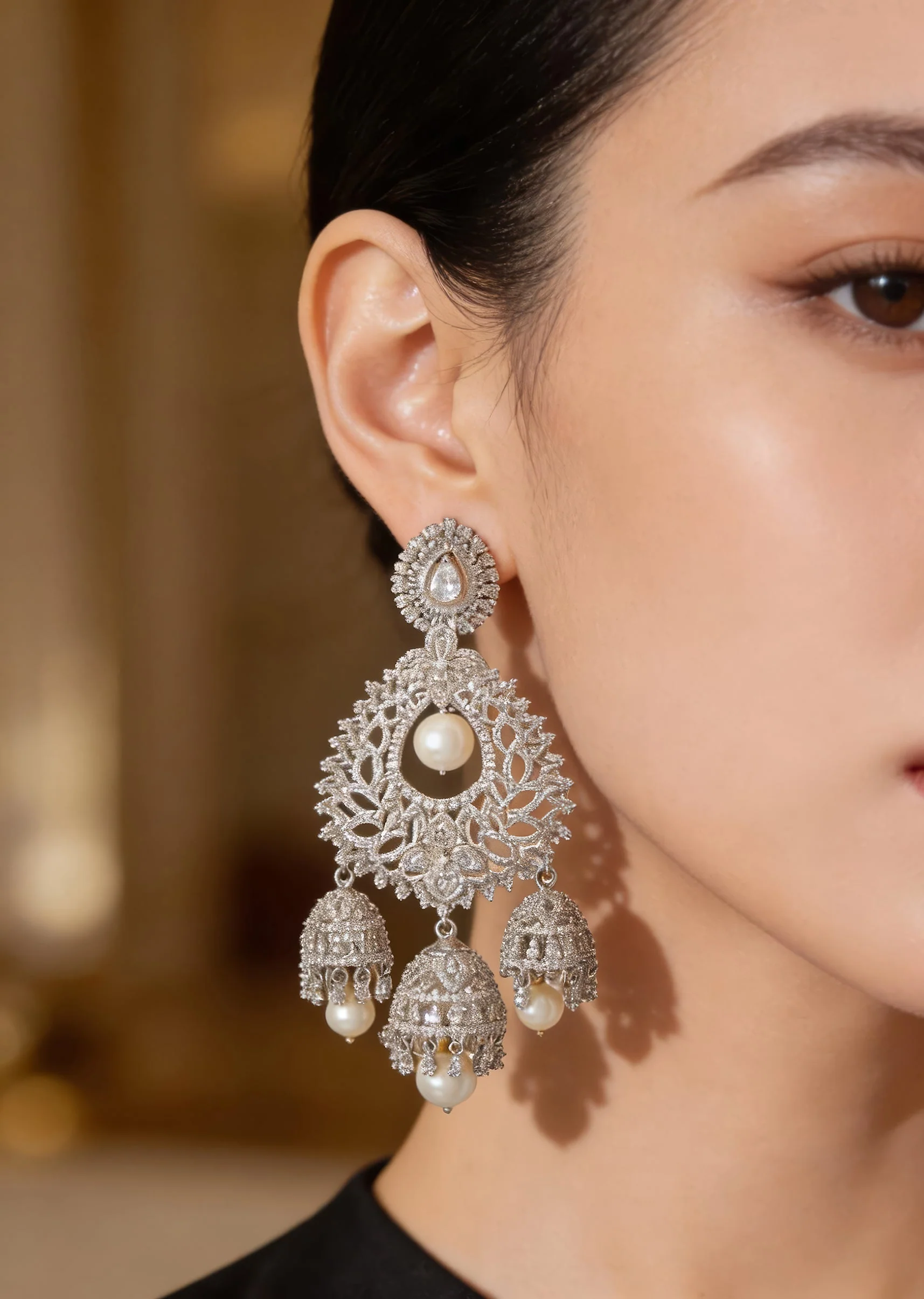 Silver Plated Zircon Earrings